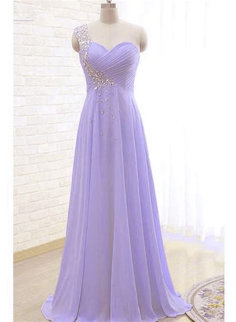 beautiful light purple one shoulder beaded prom dress sweetheart evening dress beaded prom