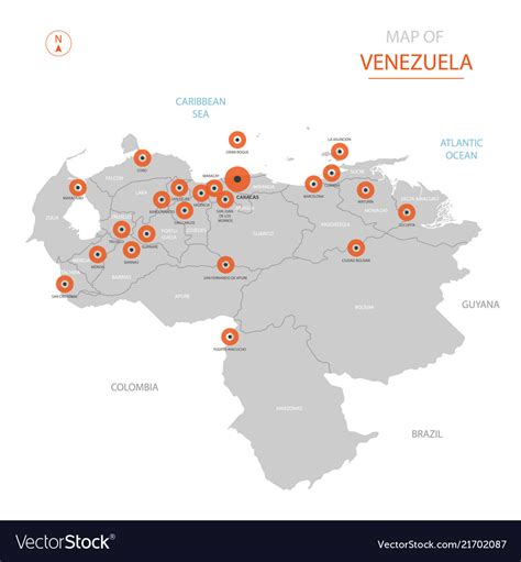 Venezuela Map With Administrative Divisions Vector Image
