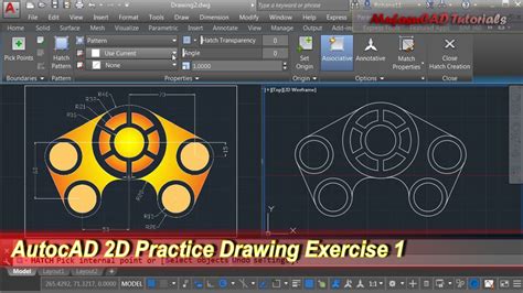 Autocad 2d Practice Drawing Exercise 1 Basic Tutorial Youtube