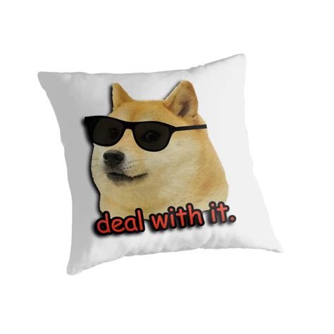 Doge Deal With It Dog Meme Throw Pillows By Gilbertop Redbubble