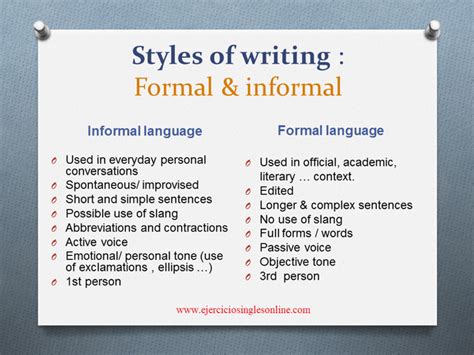 Lenguaje Formal E Informal Ejercicios Inglés Online