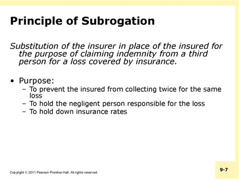 The literal meaning of subrogation is when one party stands in the place of another party. Fundamental legal principles - online presentation