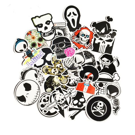 25 Pcs Skeleton Skull Devil Cartoon Pvc Safe Toys Cool Stickers For