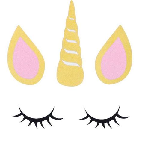 Glue the pink and white layers together and then pinch one pointy end together and glue in the pinch to create a 3d ear. Vova | Unicorn DIY Paper Flowers Unicorn Horn Backdrop Eyelashes Ear Baby Shower Kids