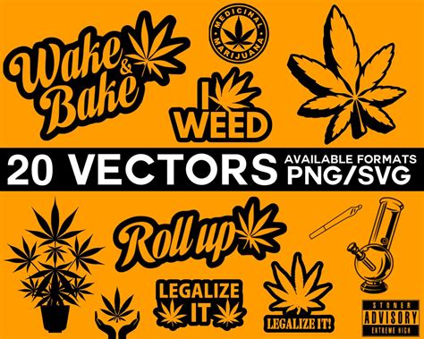 Cannabis Bundle Logo Vinyl Stencil Weed Clipart Print Etsy