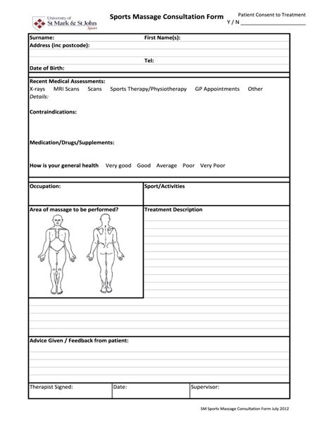 massage consultation form printable printable forms free online