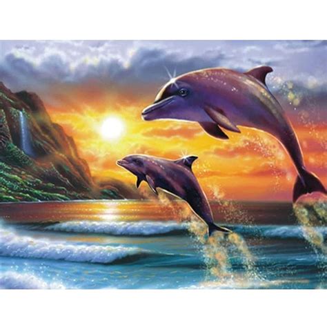 Dolphins Diamond Painting Kits In Cross Paintings Dolphin