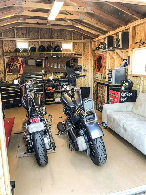 This Man Cave Has It All A Workbench Storage And A Space To Hang Out