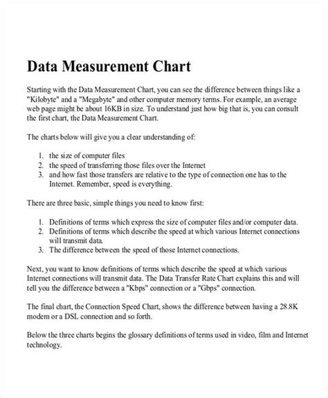 measurement chart examples samples   examples