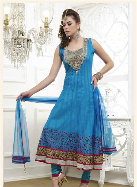 Blue Sleeveless Net Long Anarkali Salwar Kameez 18662 Dresses Traditional Indian Dress Buy Dress