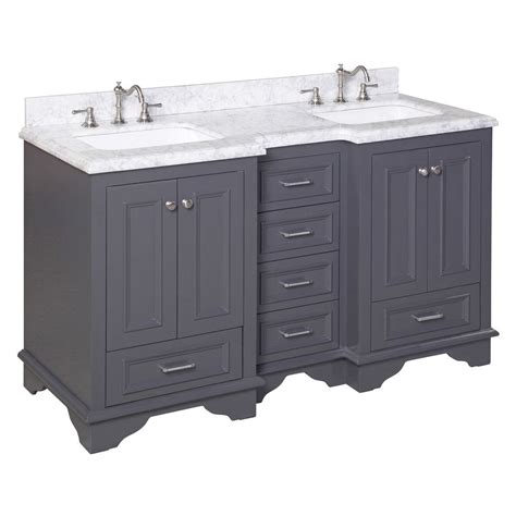 To help you make the best possible decision, we the traditional height for a bathroom vanity, whether it has a single sink or two, is 32 inches. Nantucket 60-inch Double (Carrara/Charcoal Gray ...