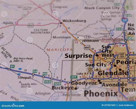 Surprise Arizona On A Map Stock Image Image Of Suburbs 257067605
