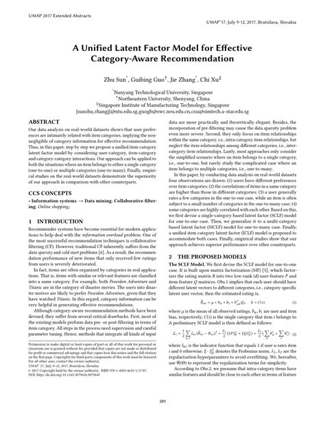 PDF A Unified Latent Factor Model For Effective Category Aware Recommendation