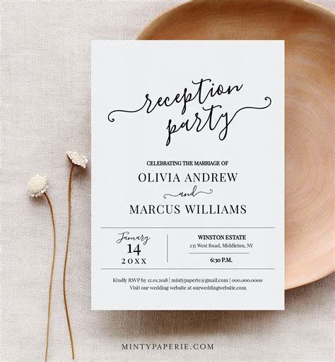 Wedding Reception Invitation Reception Party Printable Etsy Uk