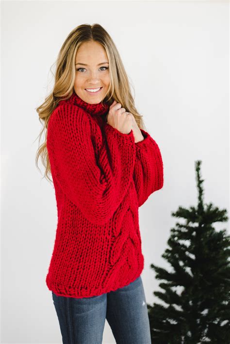 The Chunky Cable Knit Sweater In Rudolph Red Sweaters Chunky Cable