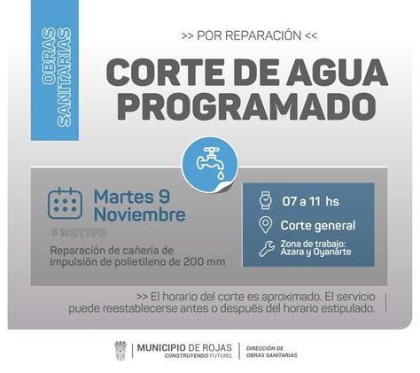 CORTE DE AGUA PROGRAMADO EN ROJAS MICRO BIT FM