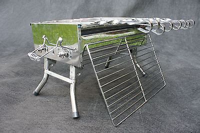 STAINLESS CHARCOAL PORTABLE GRILL MANGAL SHISH KEBAB KABOB BBQ BARBECUE