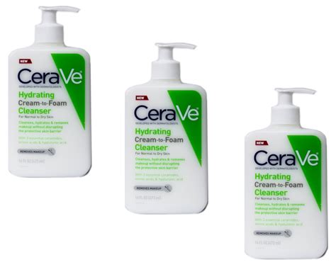 Cerave Hydrating Cream To Foam Cleanser 16oz Pack Of 3