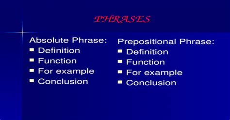 Phrases Absolute Phrase Definition Function For Example Conclusion