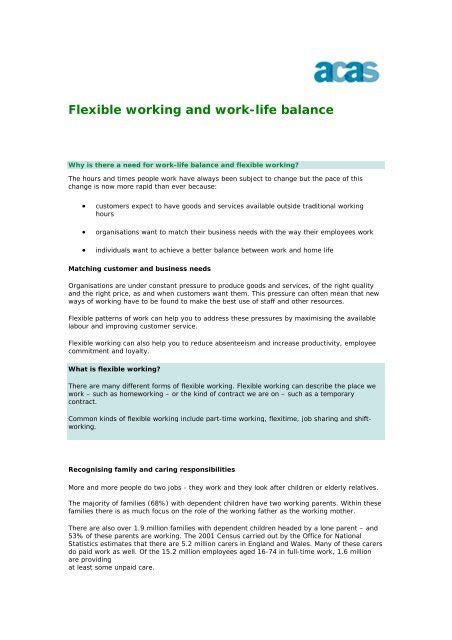 Flexible Working And Work Life Balance Acas