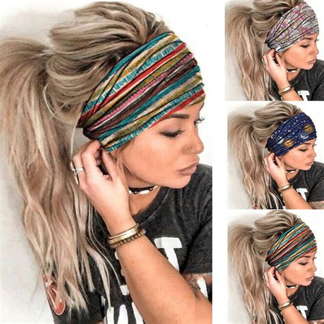 Women Wide Sports Yoga Headband Stretch Hairband Elastic Hair Band Boho