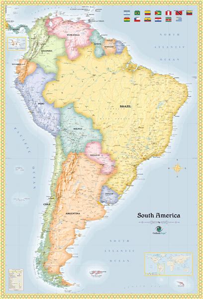 South America Political Wall Map By Outlook Maps Mapsales