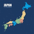 Colorful Japan Map Vector Download