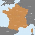 Map of France - French regions - royalty free editable base map