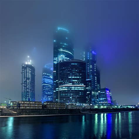Moscow City In Myst At Night Photograph By Alex Sukonkin