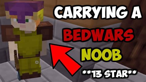 Trying To Carry A Bedwars Noob Youtube