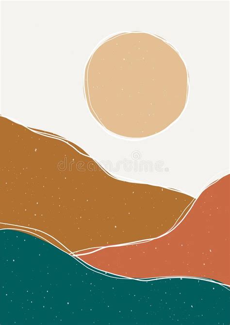 Abstract Mountain Landscape Poster Boho Nature Geometric Background