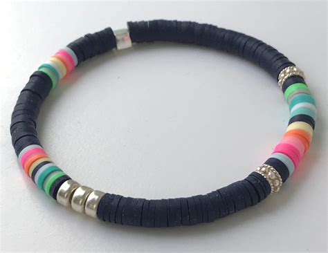 Sterling Silver Dark Navy Blue Bead Bracelets For Women Handmade Multi