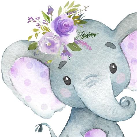 Elephant Nursery Wall Art Purple Elephant Print Girl Nursery Etsy