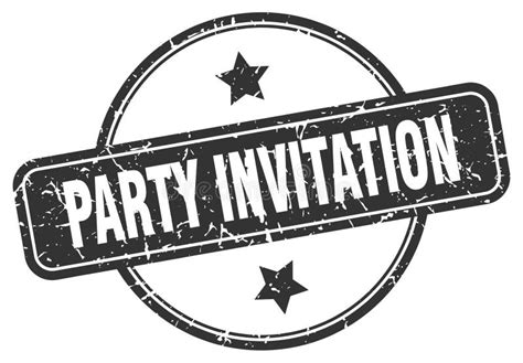 Party Invitation Stamp Party Invitation Round Vintage Grunge Label