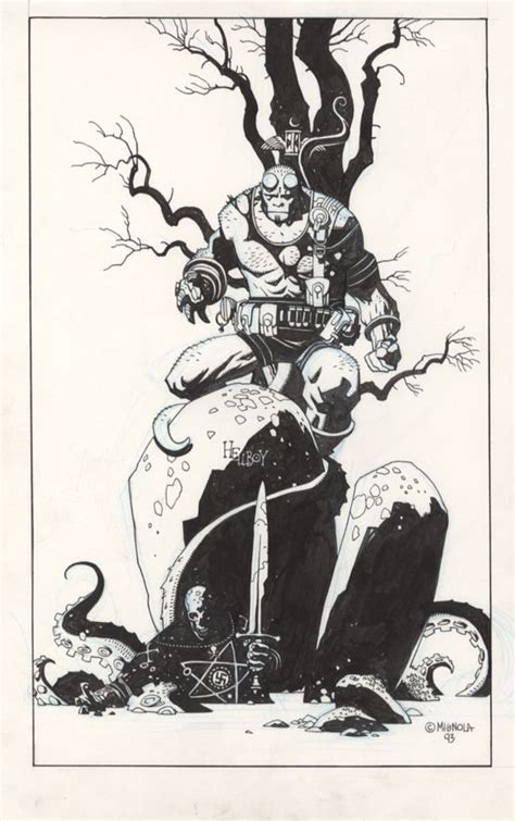 Early Hellboy Drawing By Mike Mignola I Like The Contrast On This One