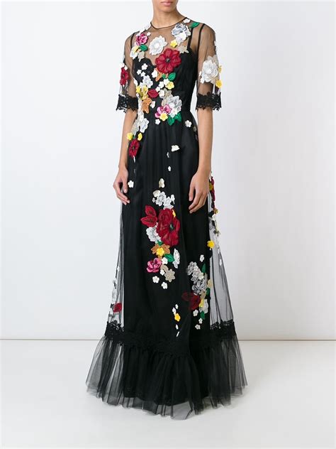 Dolce And Gabbana Embroidered Flower Tulle Gown Designer Evening Dresses