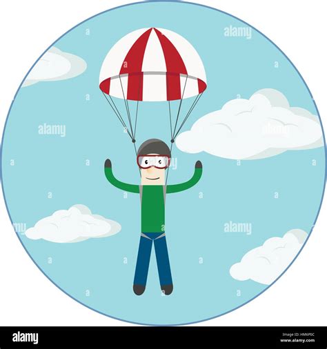 Man Parachute Extreme Sport Vector Illustration Stock Vector Image