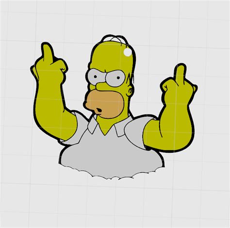 Homer Simpson Middle Finger Keyring Keychain By Hectic Prints D