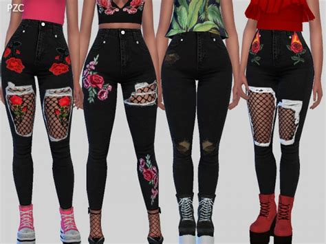 The Sims Resource Nasty Girl Black Denim Jeans By Pinkzombiecupcakes Sims 4 Downloads