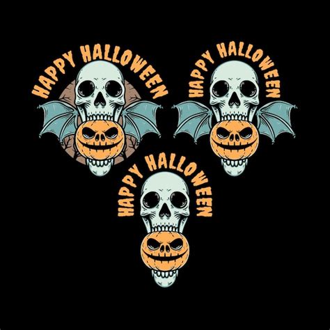 Premium Vector Happy Halloween Skull Illustration