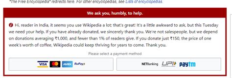 Wikipedia Ask For Donations