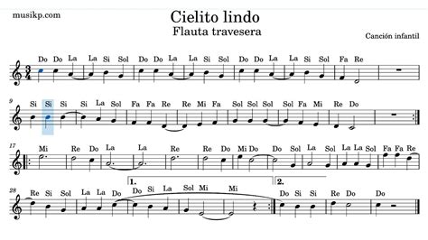 Cielito Lindo Partitura Para Flauta Travesera Con Notas Youtube