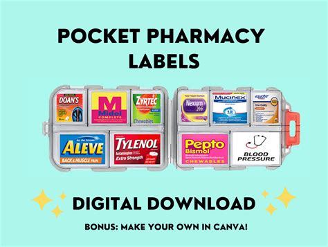 Pocket pharmacy labels printable pill case labels pill organizer diy