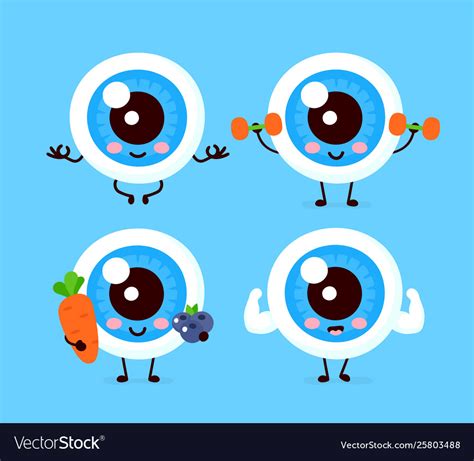 Cute Healthy Happy Human Eyeball Organ Royalty Free Vector
