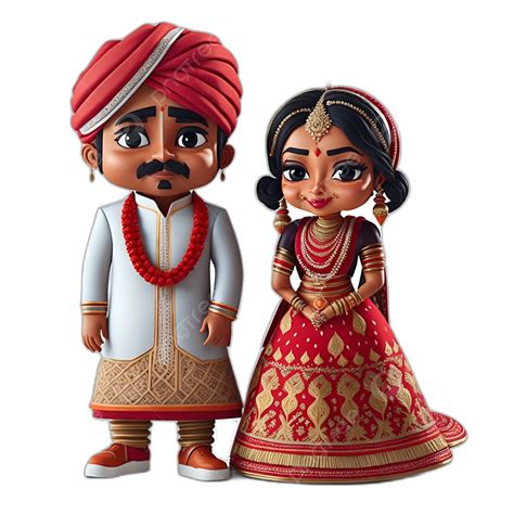 3d Cartoon Indian Wedding Couple Indian Couple Indian Wedding Couple