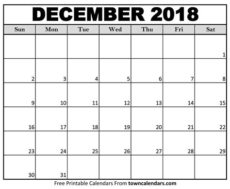 Printable December 2018 Calendar