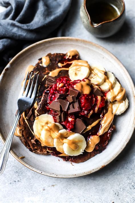 Easy Chocolate And Blueberry Protein Pancakes