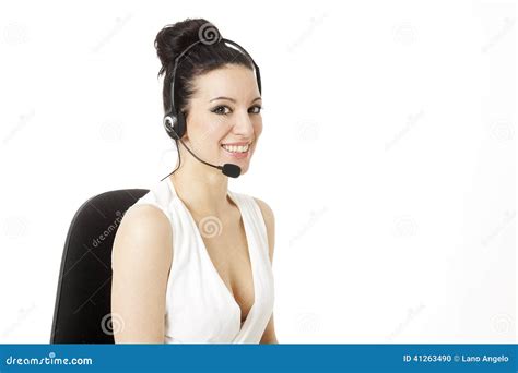 Woman Customer Service Worker Call Center Smiling Operator With Stock Photo Image Of Isolated