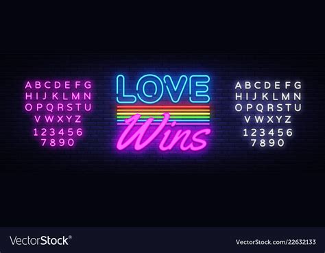 Love Wins Neon Text Love Wins Neon Sign Royalty Free Vector