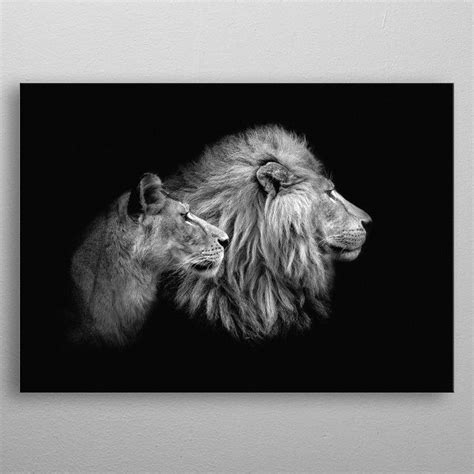 2 Lions Head Poster Poster By Mk Studio Displate In 2021 Cool